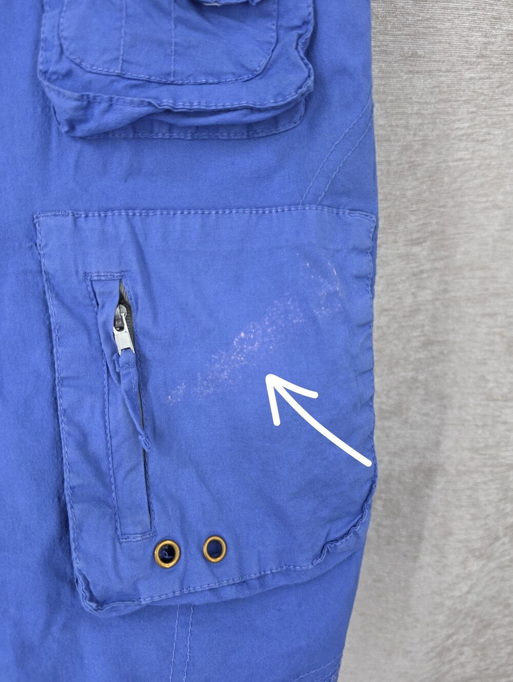 Pete & Greta Y2K Unisex Blue Cargo Bremuda Shorts Utility Pockets Thrashed - Picture 12 of 13